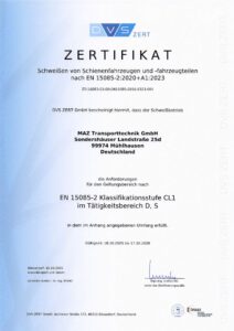 thumbnail of 2025_10_16 – MAZT, DVS Zert, Zertifikat EN 15085-2